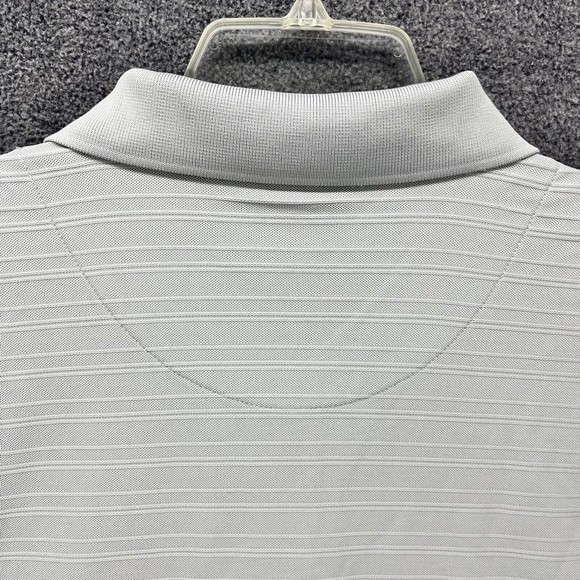 Pga Tour Polo Shirt Mens Size XXL Light Gray Stripe Golf Henley Short Sleeve - Picture 7 of 11